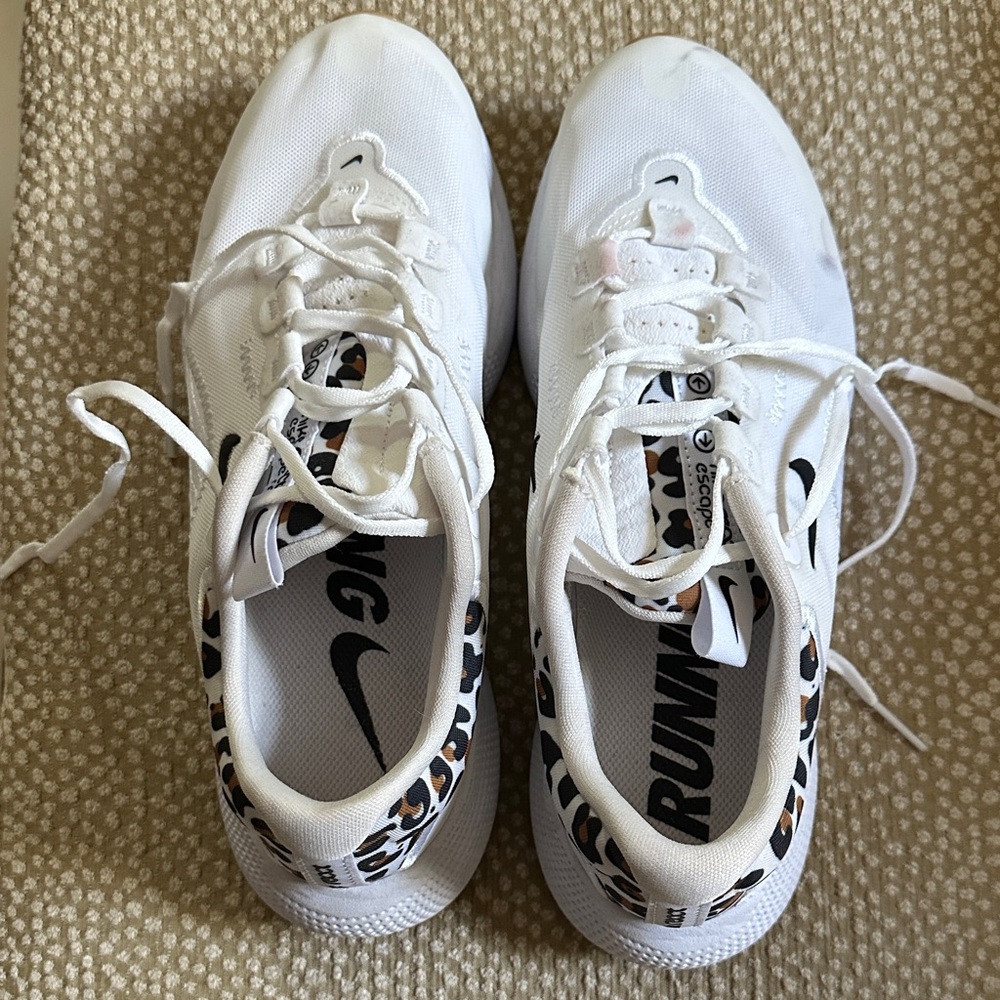 Nike White and Leopard Print Sneakers